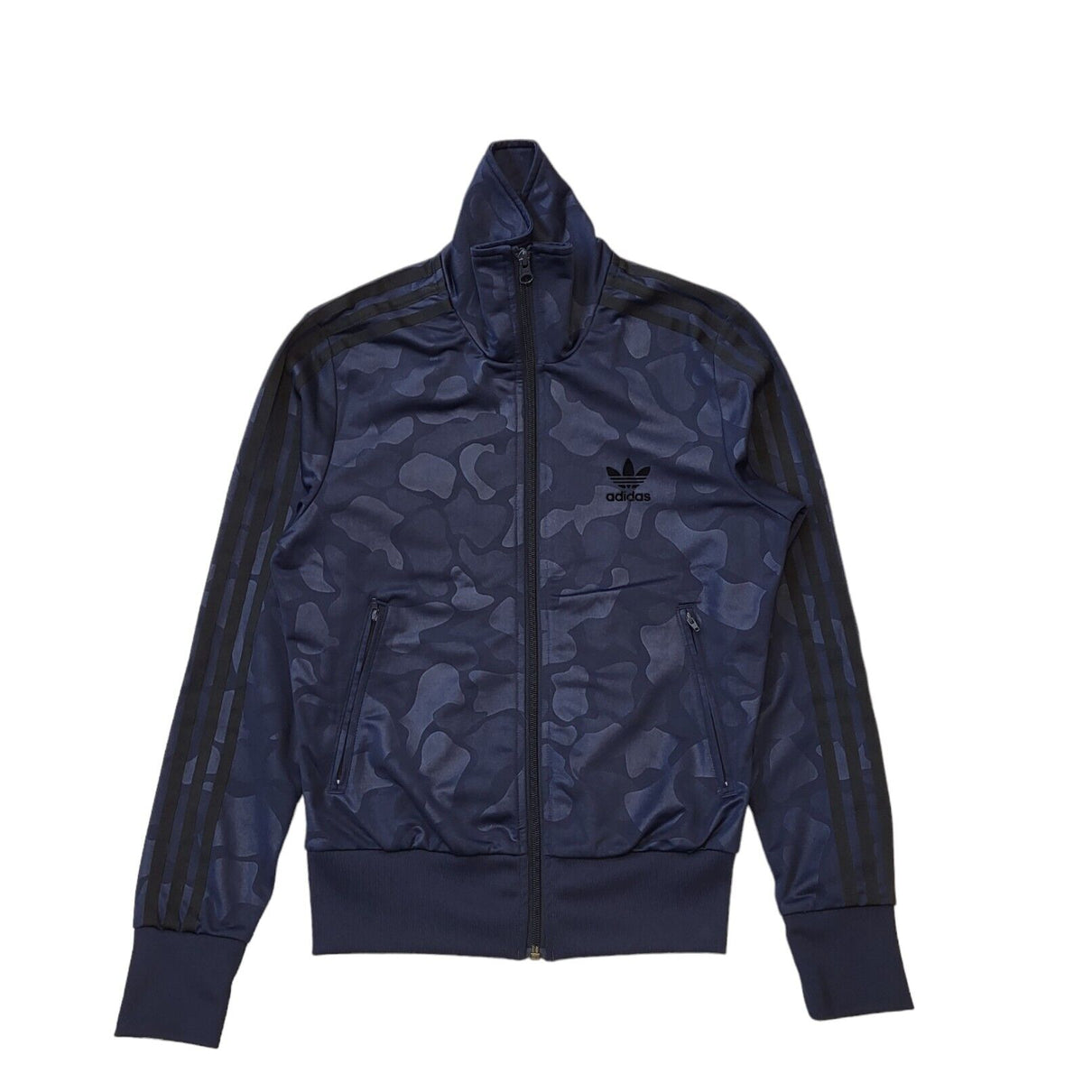 Adidas Dark Blue Patterned Tracksuit Track Jacket Women's Uk S 8 H92