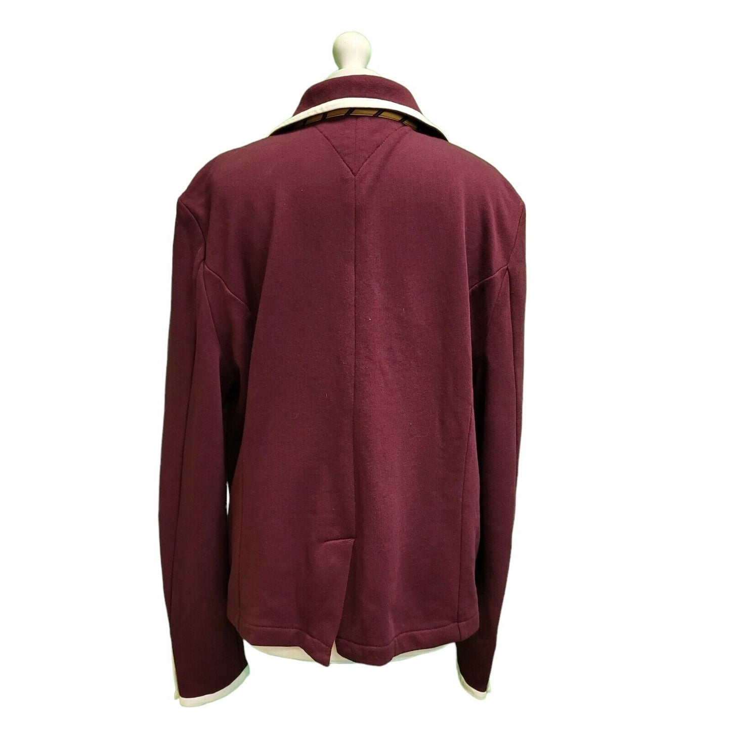 Tommy Hilfiger Burgundy Button Collared Suit Jacket Uk Women's 14 xL H719