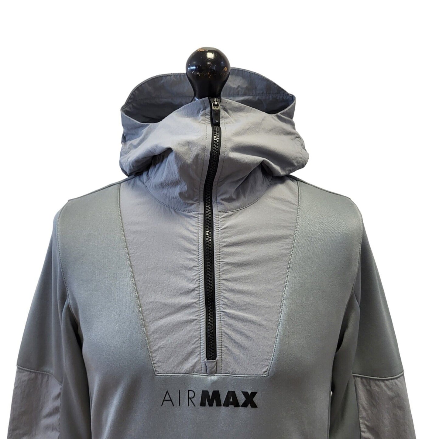 Nike Air Max Y2K Hoodie Grey Pullover 1/4 Zip Mens UK S EU 48 G131