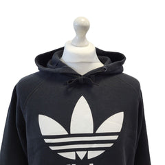 Adidas Black Spell Out Retro Long Sleeve Sweatshirt Men's Hoodie Uk M G936