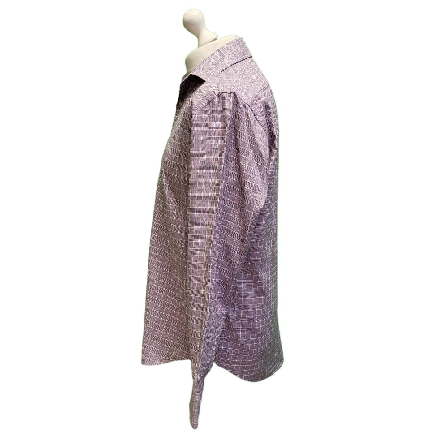 Hugo Boss Purple White Check L/Sleeve Regular Fit Shirt UK Men's Medium H652