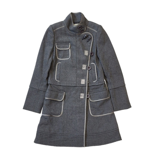 Essentiel Grey Button Smart Formal Overcoat Coat UK Women's M G669