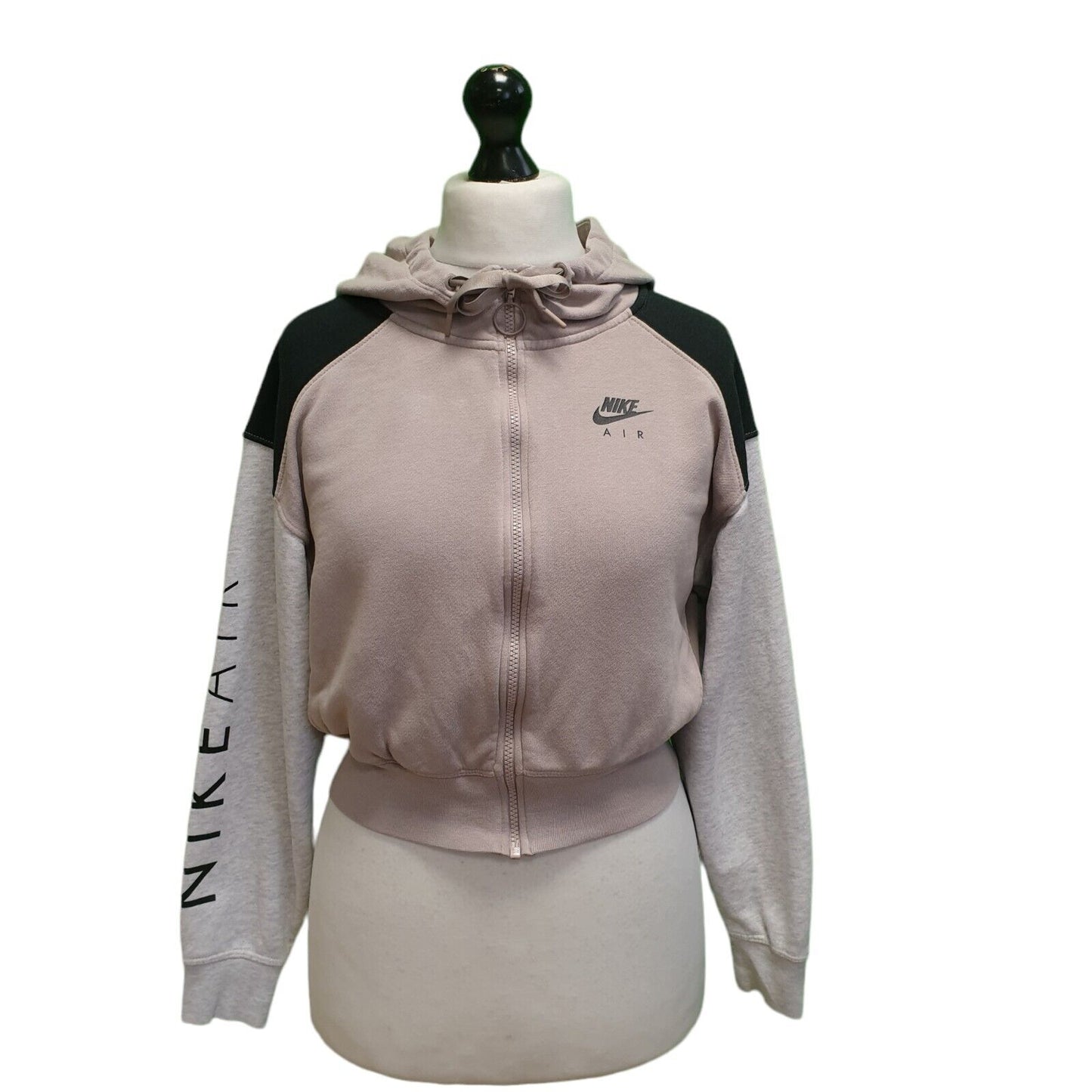 Nike Grey Black Cropped Drawstring Sweatshirt Hoodie Women's UK S 8 EU 36 H938