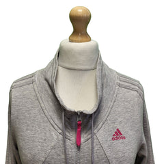 Adidas Grey Pink Zipped Long Sleeve Sweatshirt Tracksuit Top Women's uk 10 H369