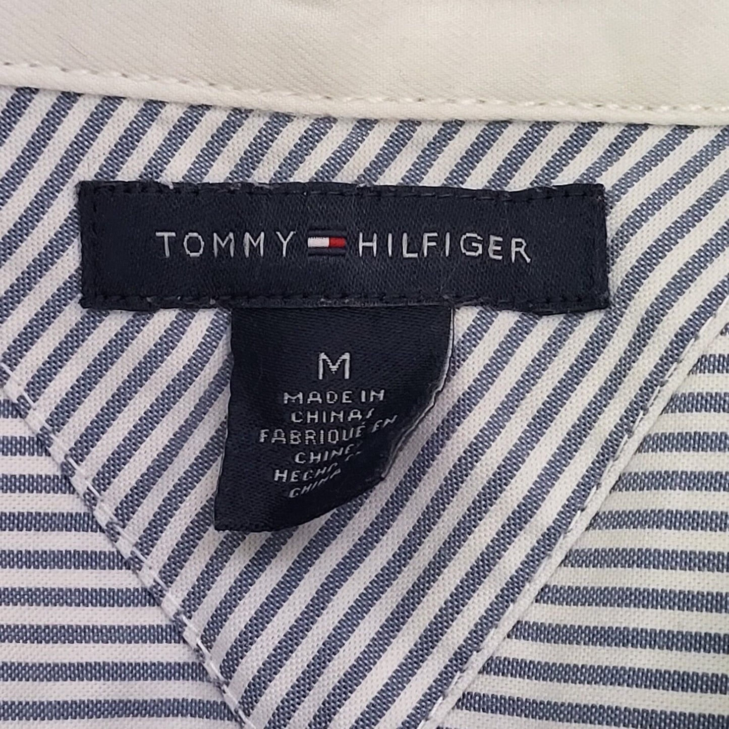Tommy Hilfiger Blue White Striped Button Up Blouse Shirt Women's UK M H383