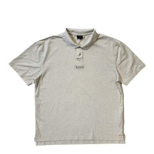 Hugo Boss Polo Top Cream Striped Short Sleeve Mens Size Uk Small G562