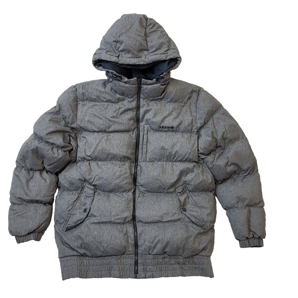 Adidas Grey Zipped Hooded Quilted Sport Jacket Men's uk L eu 54 H68