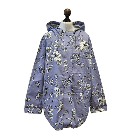 M&Co Shower Resistant Hooded Coat Lilac Flower print Womens UK 20 G358