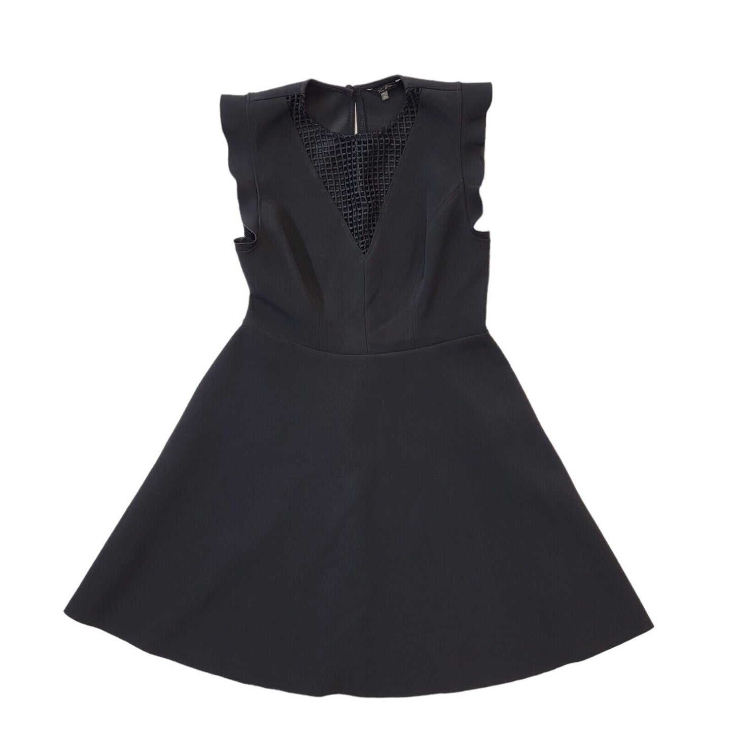 Next Black Lace Front Cap Sleeve A-Line Formal Dress Women's UK 16 G762