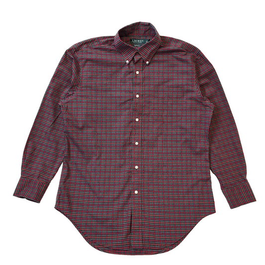 Ralph Lauren Red Green Check Long Sleeve Shirt Uk Men's Medium G583