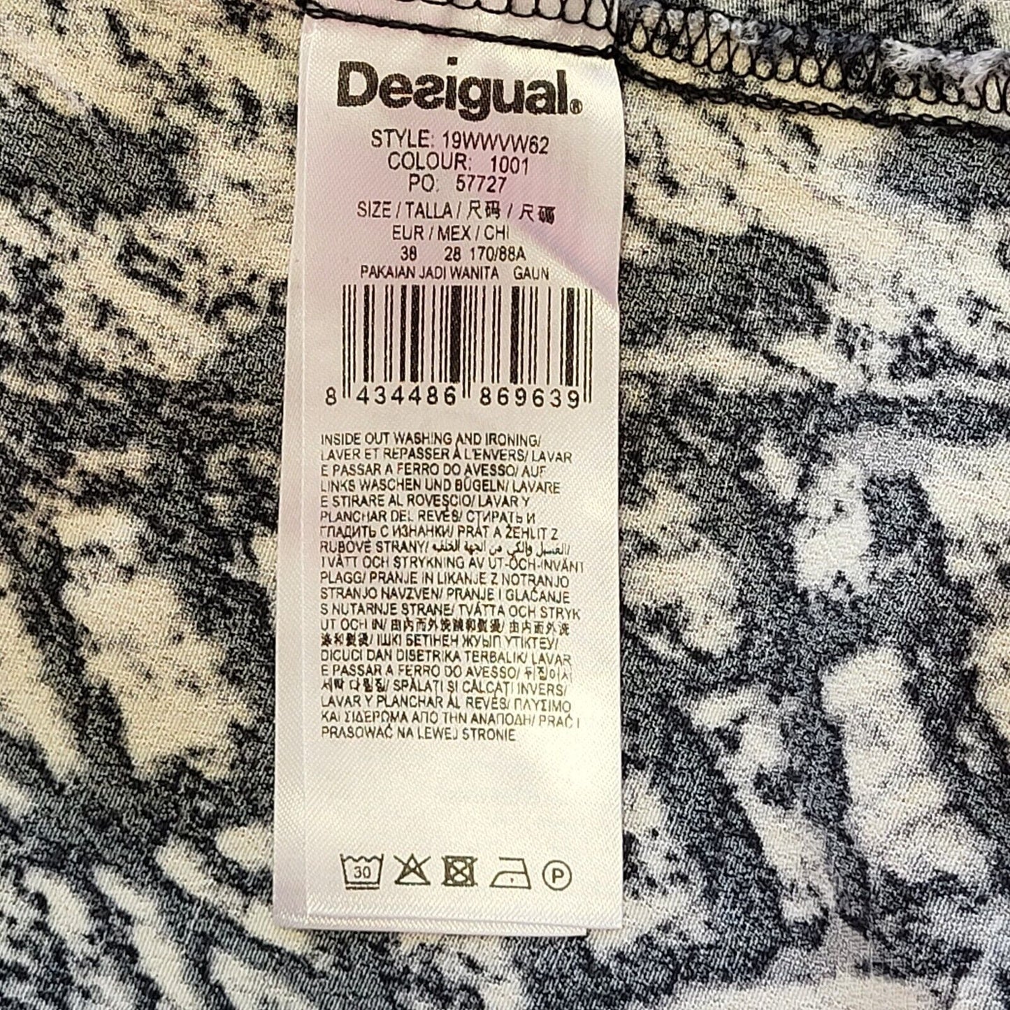 Desigual Black White Abstract Evening Dress Uk Women's 10 Eu 38 G100