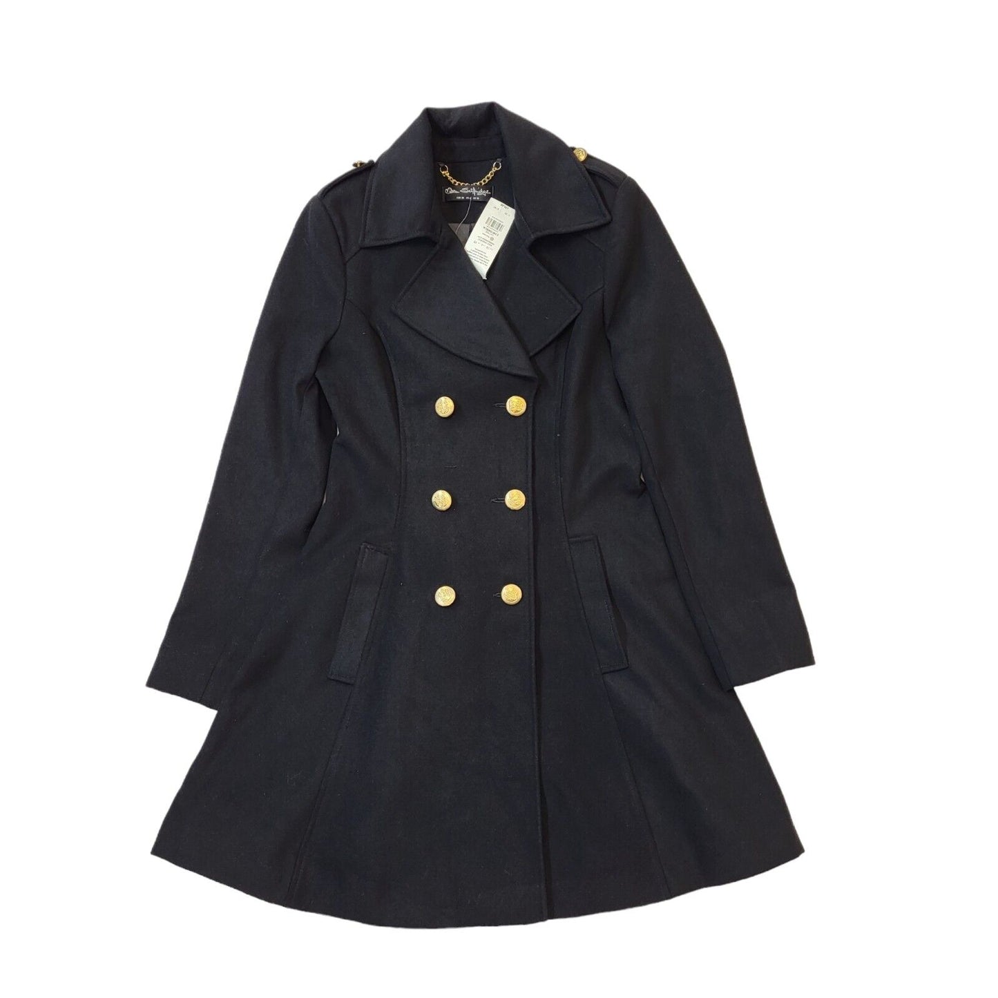Miss Selfridge Black Double Breasted Coat UK Women's 10 Bnwt G662