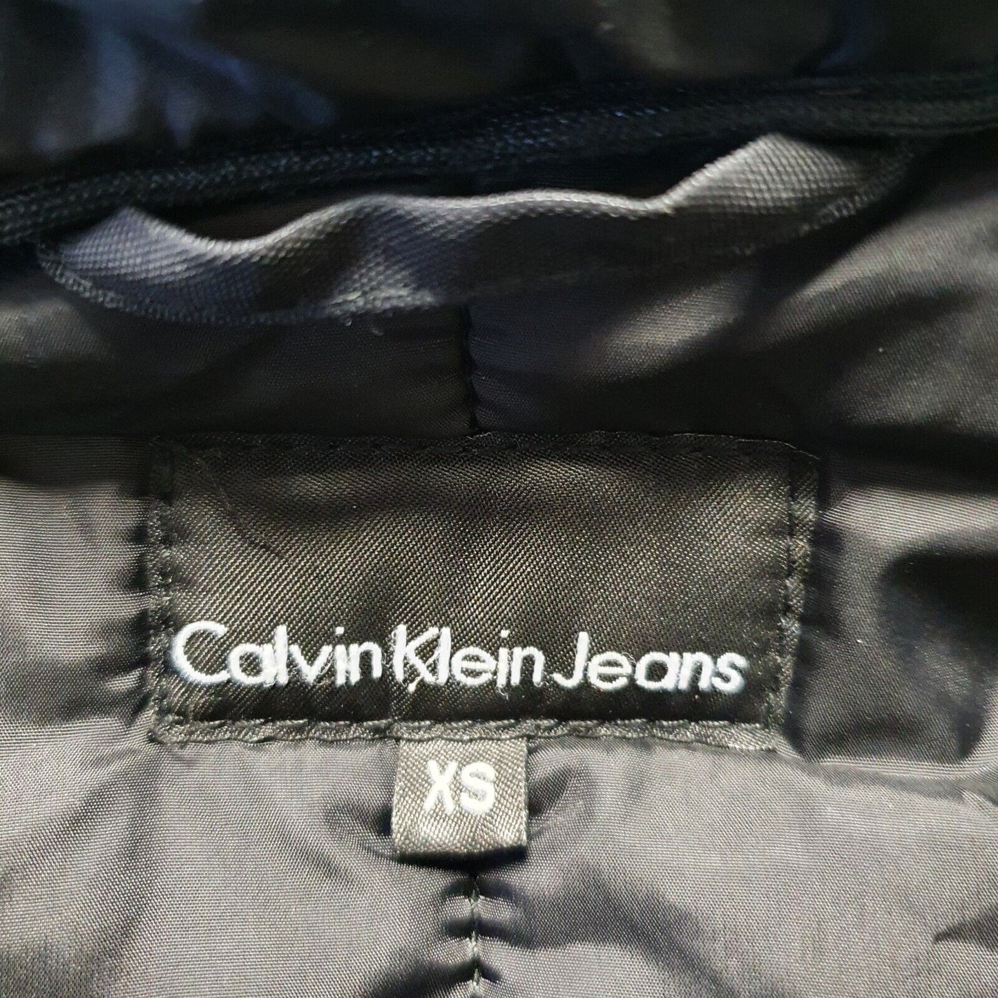 Calvin Klein Jeans Black Zipped Hooded Parka coat Women's xS 6 eu 34 G751