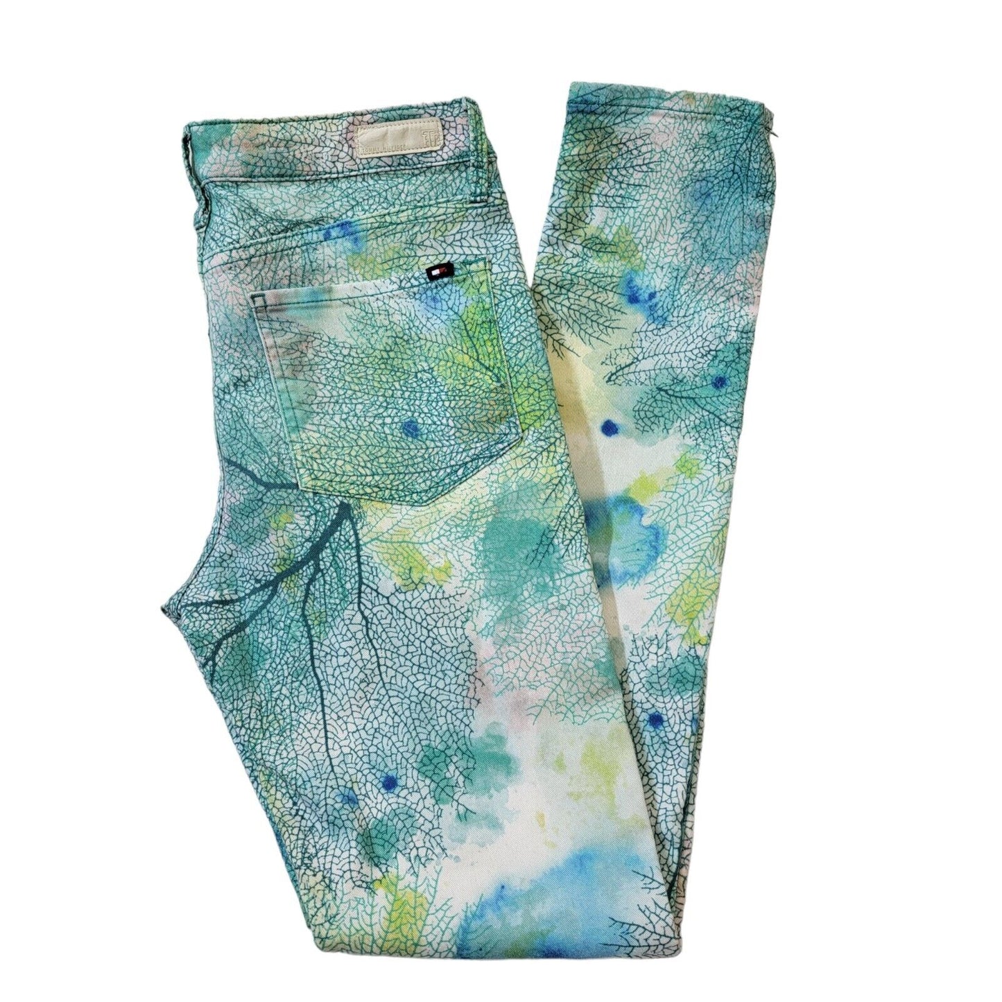 Tommy Hilfiger Green Floral Skinny Denim Jeans UK Women's 10 W28 L31 G431