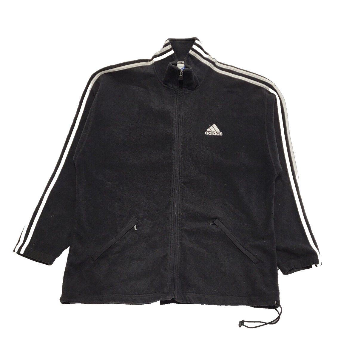 Adidas Black White Trim Zipped Fleece Sports Jacket Men's UK 2xL H921