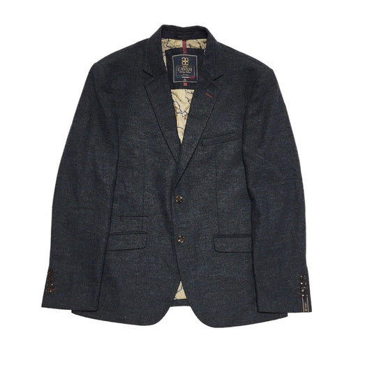 Cavani Blue Wool Tweed Slim Fit Collared Suit Blazer Jacket uk Men's L H726
