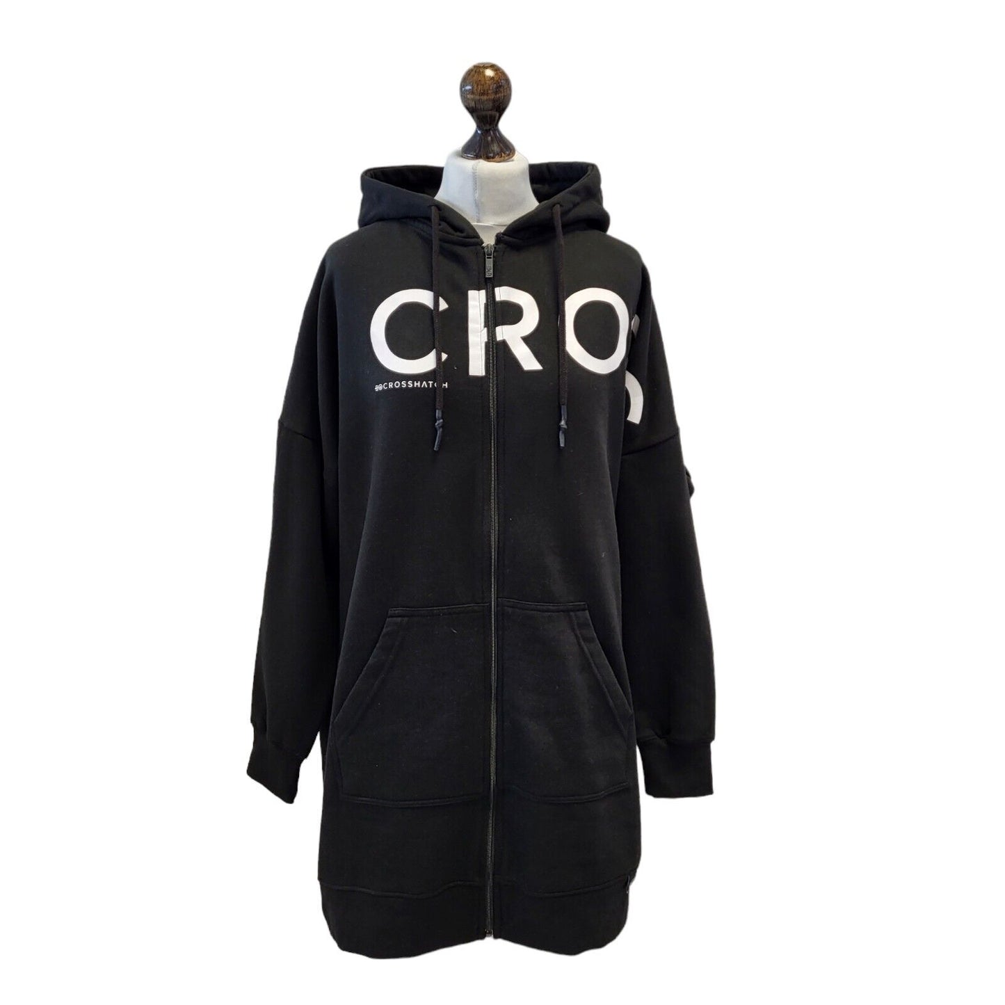 Crosshatch Black Zipped Sweatshirt Hoodie Uk Women's 14 Bnwt G618