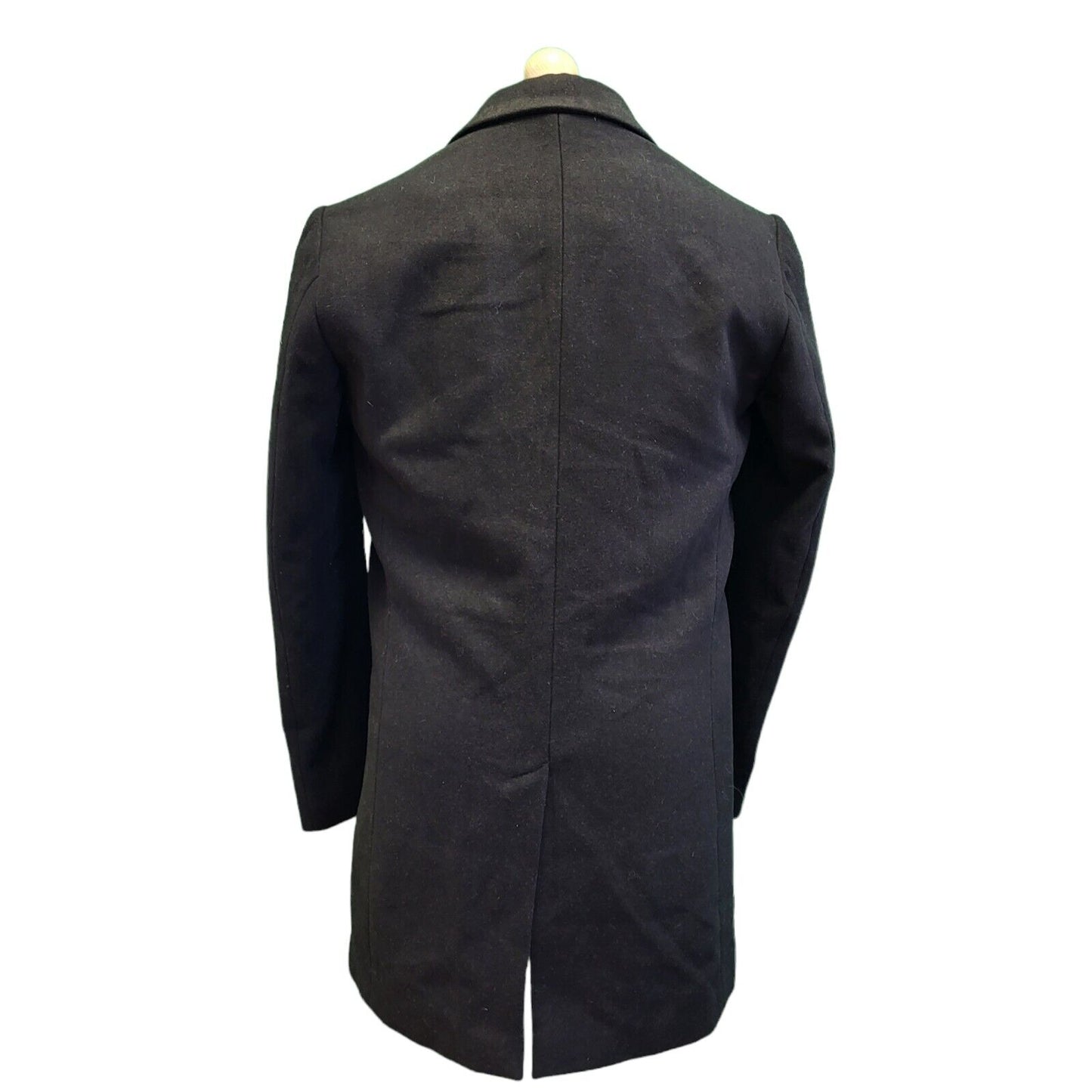 Tom Tailor Black Lined Wool Blend Overcoat Blazer Jacket Men's uk S H82