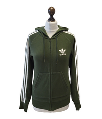 Adidas Green Zipped Drawstring Sweatshirt Hoodie Women's Uk S 8 H280