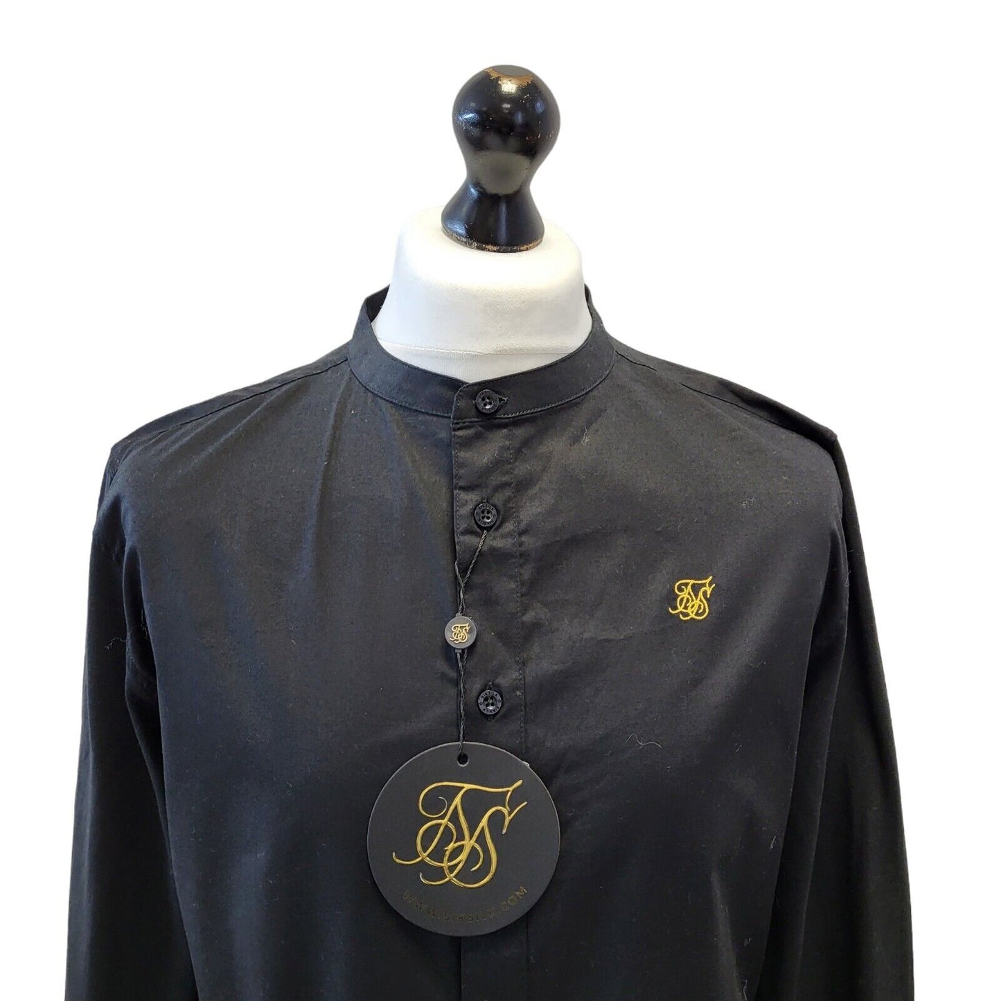 Siksilk Black Long Sleeve Extra Slim Shirt Uk Men's Extra Large G579