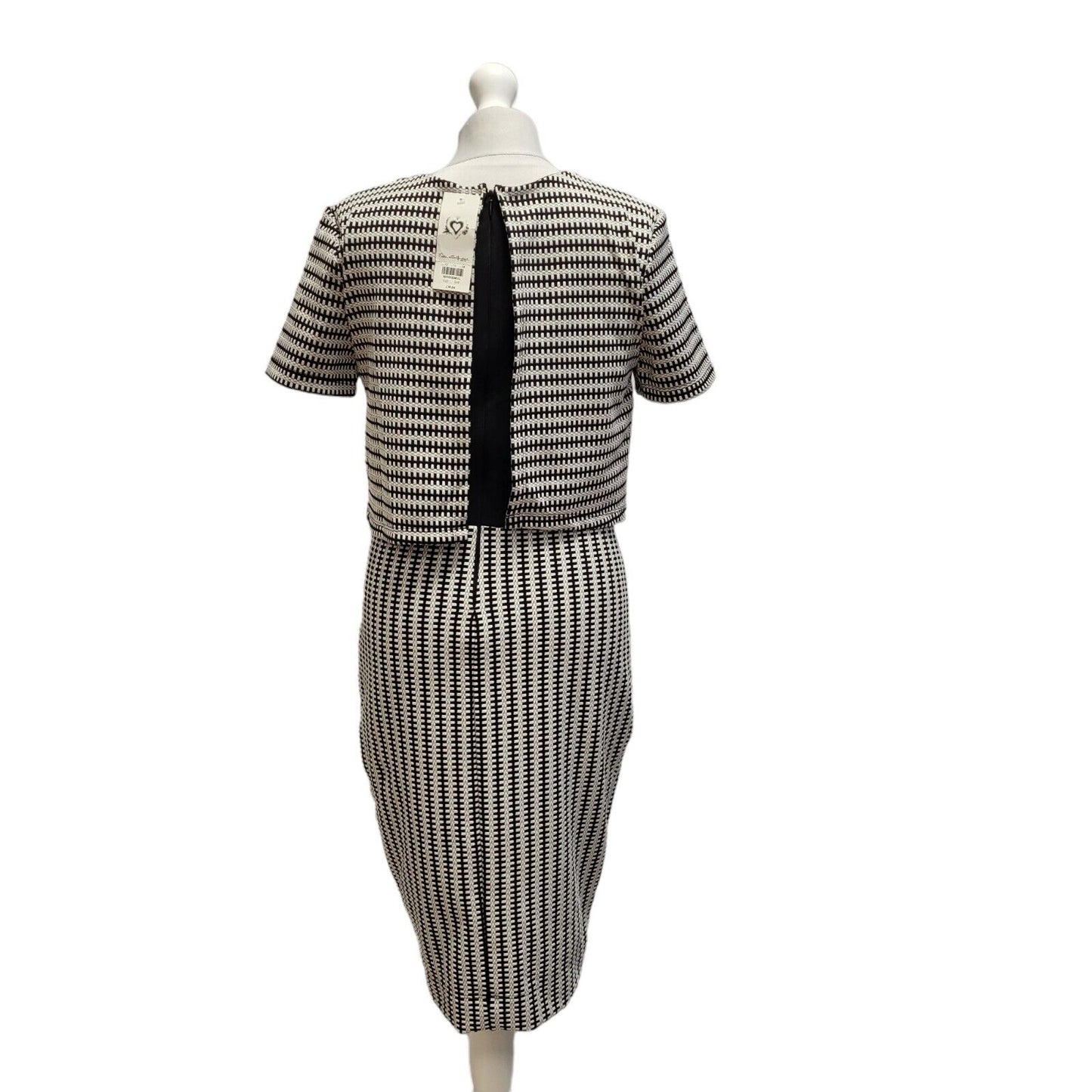 Miss Selfridge Black White Short Sleeve Formal Dress UK Women's 14 Bnwt BB343