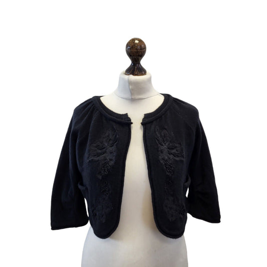 R.E.D Valentino Black Wool Open Front Cardigan Uk Women's XS G241