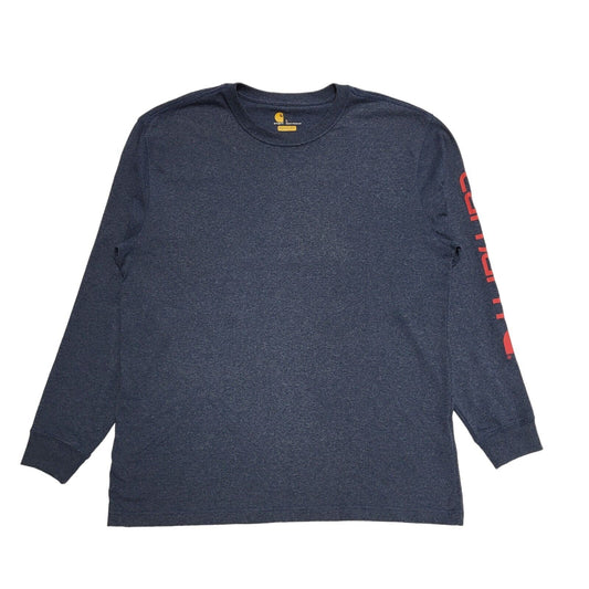 Carhartt Blue Long Sleeve Cotton Sports Relaxed Fit T-Shirt Uk Men's L H742