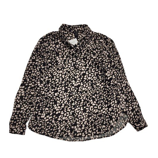 John Lewis Black Pink Abstract Linen Safari Blouse Top UK Women's 16 Bnwt BB358