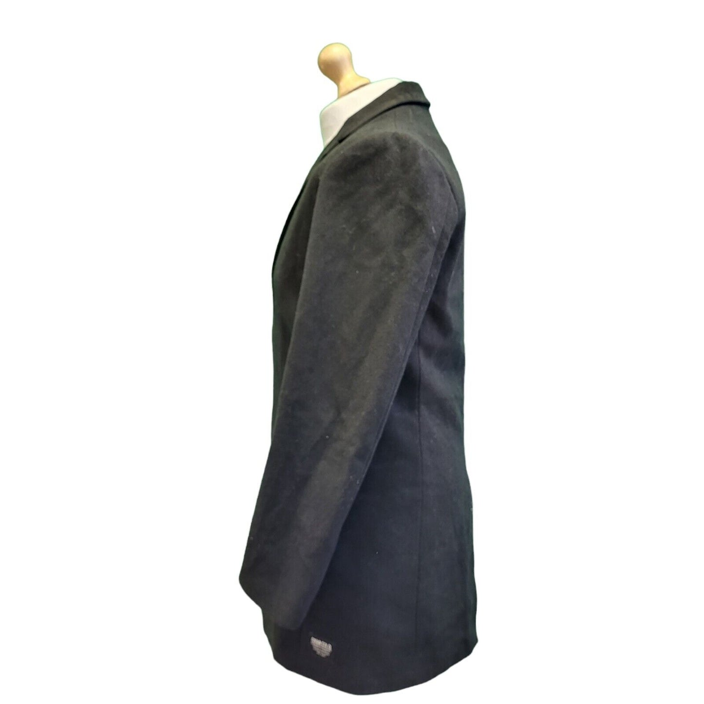 Tom Tailor Black Lined Wool Blend Overcoat Blazer Jacket Men's uk S H82