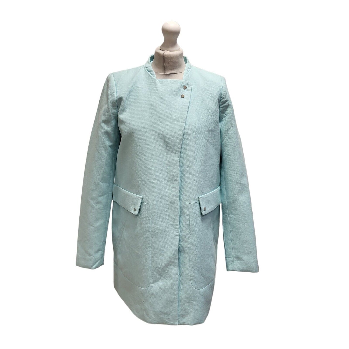 Trafaluc Zara Light Blue Button Formal/Casual Coat UK Women's M Bnwt BB318