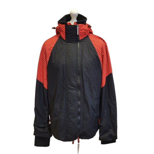 Superdry Wind Cheater Black Red Zipped Hooded Jacket Uk Men's 2XL Eu 60 G39