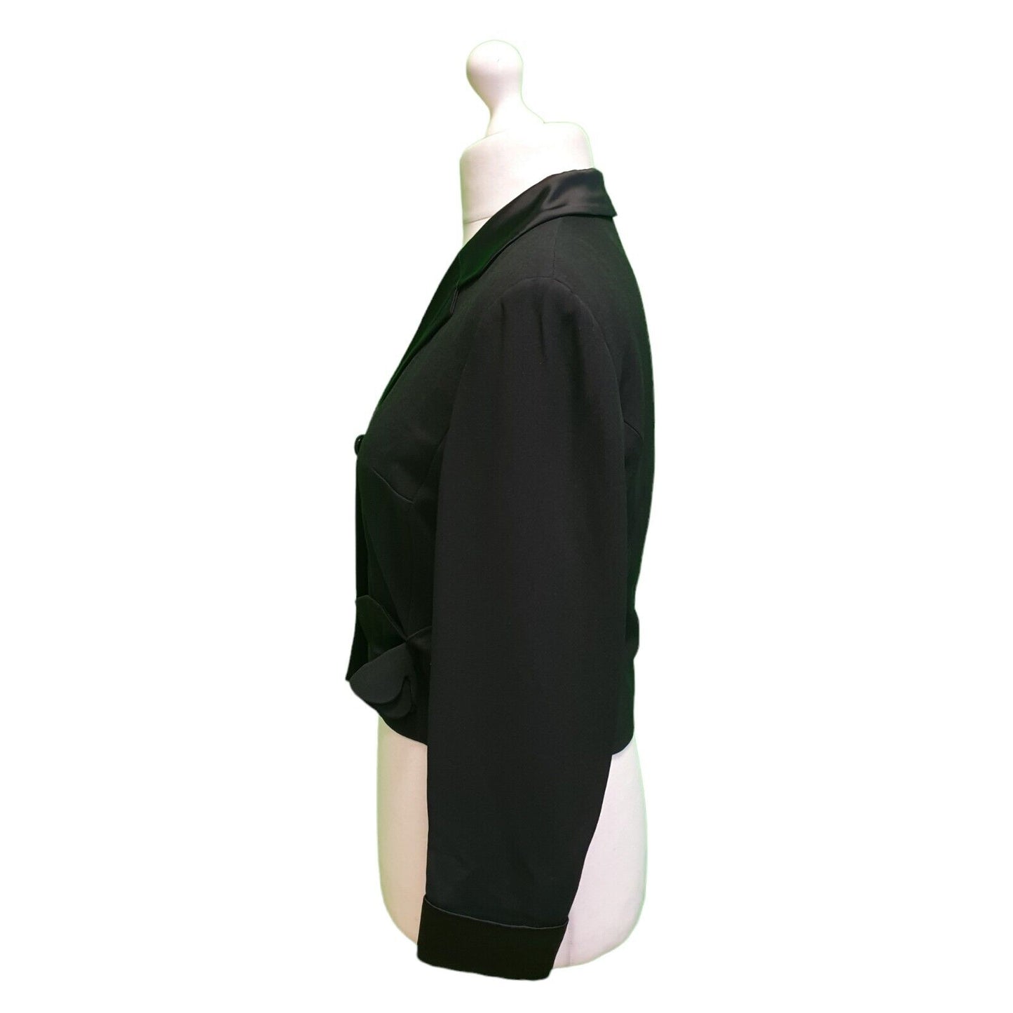 Moschino Black Collared Cropped Suit Blazer Jacket UK Women's 14 H787