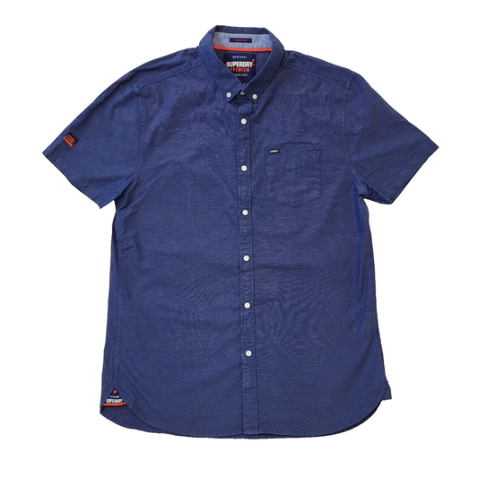 Superdry Blue Cotton Regular Fit Short Sleeve Shirt Men's UK L EU 54 H124