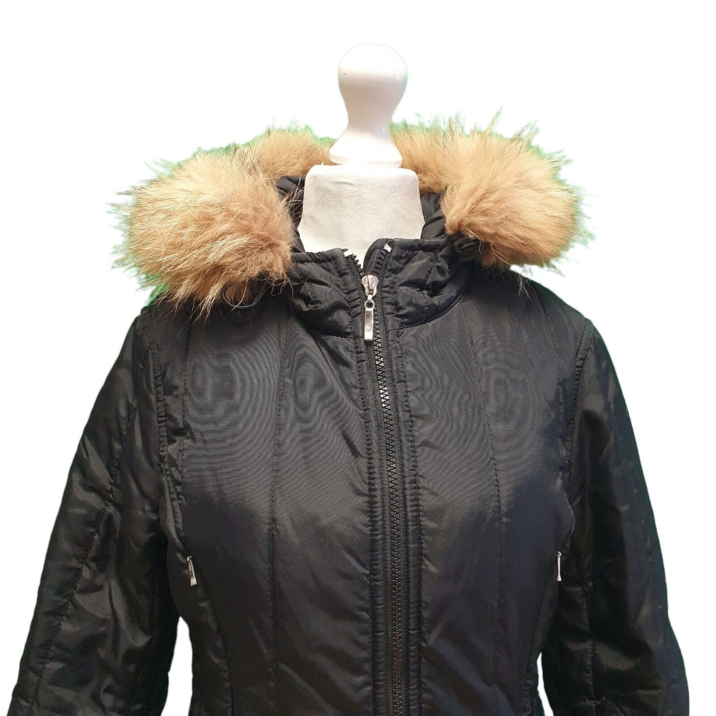 Calvin Klein Jeans Black Zipped Hooded Parka coat Women's xS 6 eu 34 G751