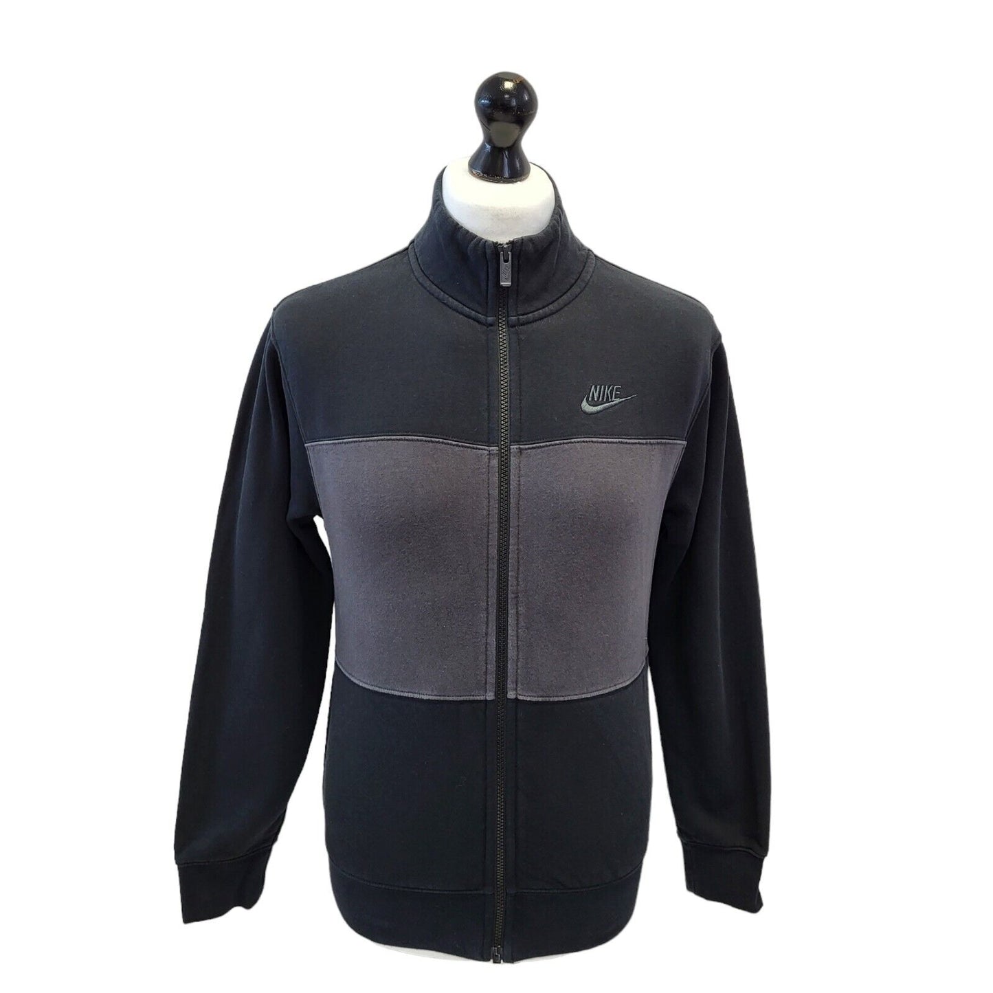 Nike Black Grey Zipped Sports Tracksuit Top Uk Men's Extra Small G454