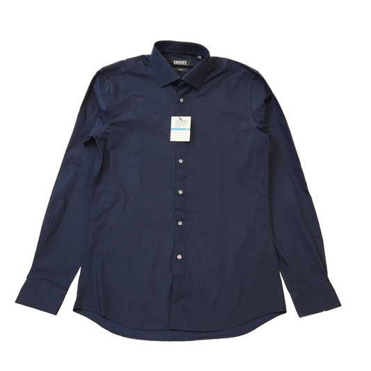 DKNY Navy Blue Diamond Smart Casual L/Sleeve Shirt Men's Uk M BNWT Slim  H126