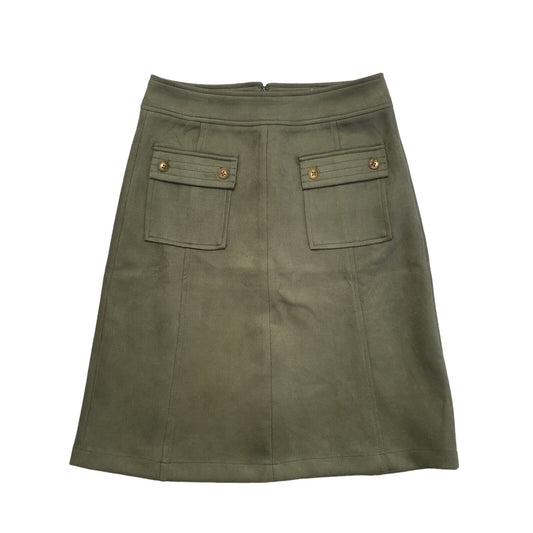 Monsoon Green Zipped Faux Suede Skirt Uk Women's 8 W26 Eu 36 Bnwt G48