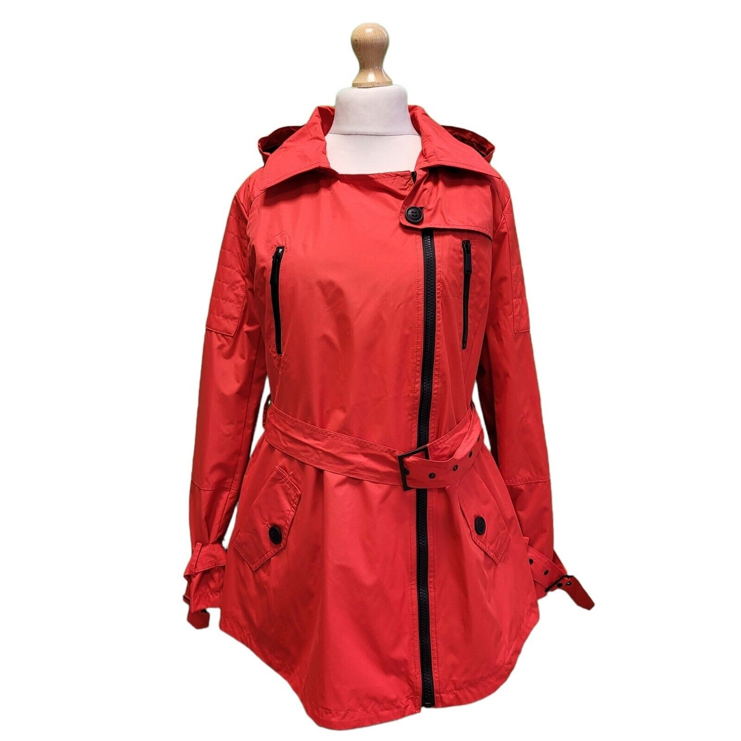 BCB Generation Red Belted Waterproof Zip Coat UK Women's XL BNWT H692