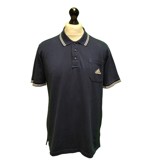 Adidas Climalite Polo Shirt Blue Cotton Short Sleeve Mens Uk L Eu 54 E546